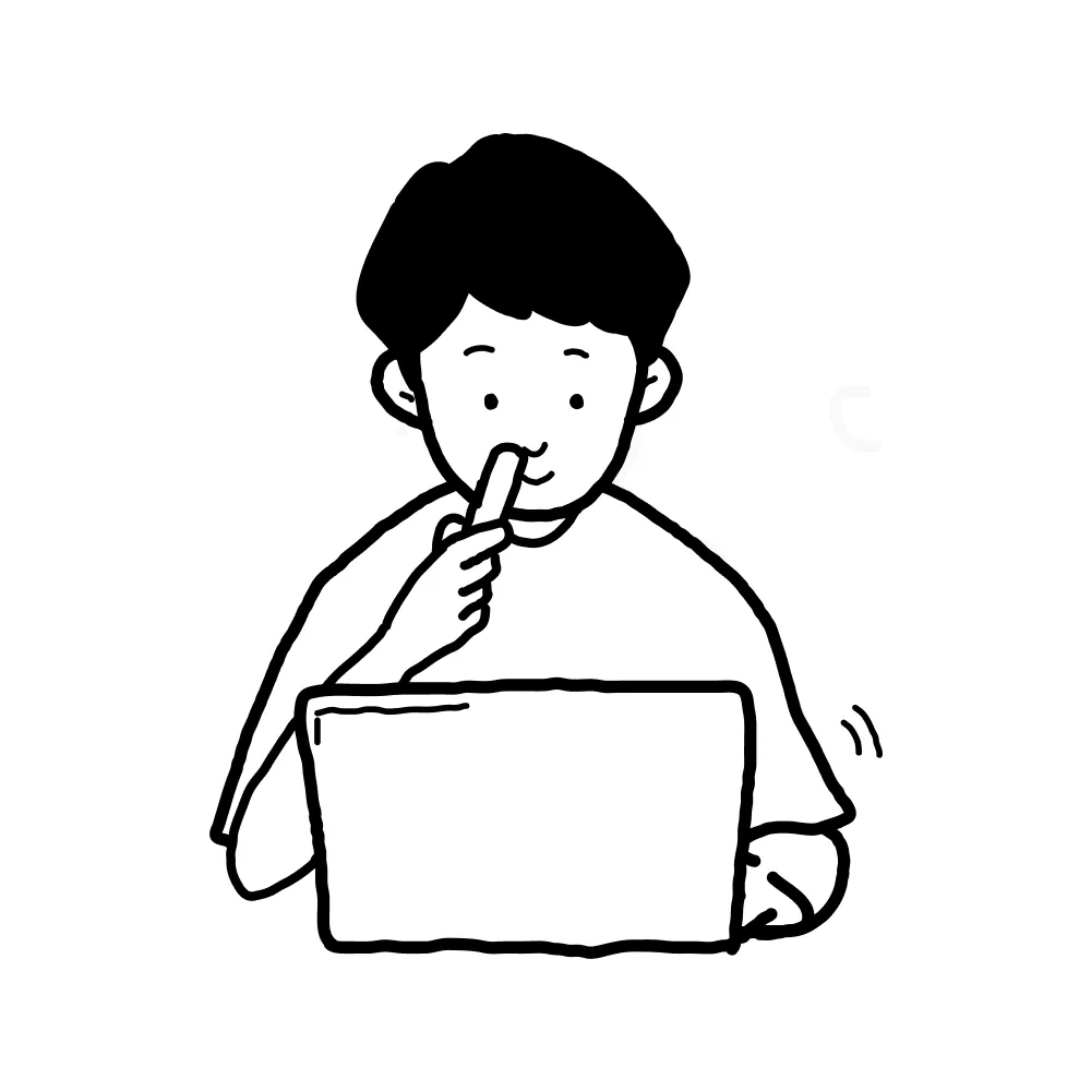 パソコン作業中にヤードムを使うイラスト